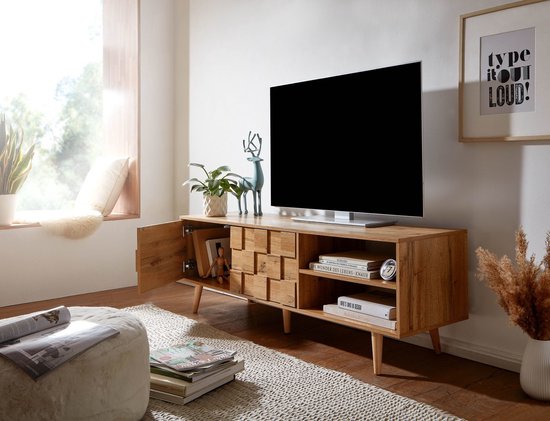 lowboard hout eiken decor 160x51x40 cm TV-dressoir met 2 deuren | Design TV meubel hoog | TV meubel TV meubel modern | TV dressoir woonkamer
