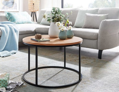 salontafel 70x70x45 cm salontafel hout / metaal woonkamertafel eiken | Design kamertafel modern rond | Houten tafel salontafel | Tafel woonkamer