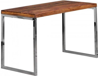 desk massief hout Sheesham computer tafel 120 x 60 cm laptop tafel Cottage console tafel met metalen poten
