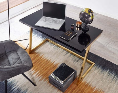 Industrieel Bureau- Mat zwart - Goud