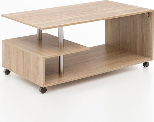 Design salontafel WL5.735 105 x 48,5 x 60 cm Sonoma Draaibaar met wielen | Salontafel Koffietafel | Salontafel Salontafel | Salontafel met opbergruimte