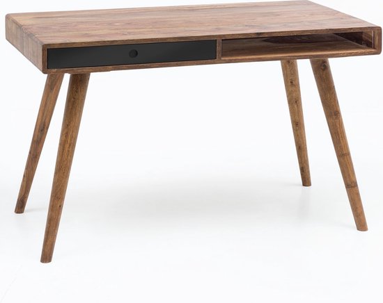 BOHA massief houten acacia-computertafel 140 cm breed echt houten design archief kantoor tafel landelijke stijl