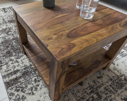 coffee table MUMBAI solid wood Sheesham 60 x 60 cm coffee table design dark brown country style side table