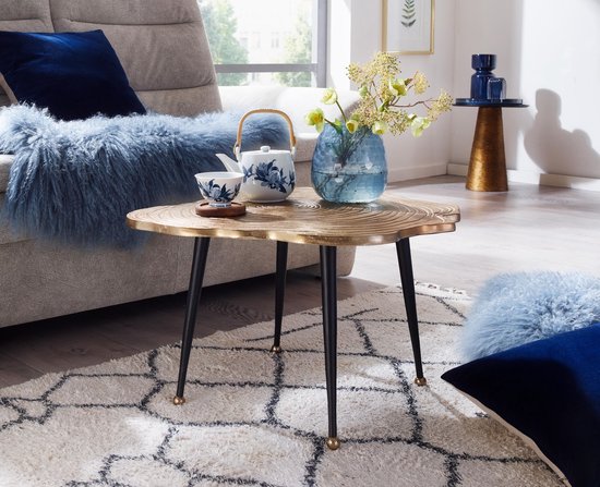 Coffee Table Aluminum Tree Slice 64x64x37 cm Metal Gold Coffee Table | Round Living Room Table | Modern Living Room Table | Small Side Table