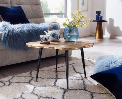 Coffee Table Aluminum Tree Slice 64x64x37 cm Metal Gold Coffee Table | Round Living Room Table | Modern Living Room Table | Small Side Table