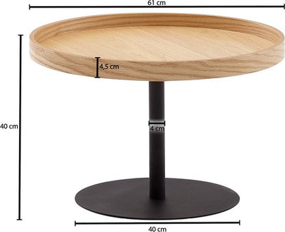 coffee table 61x61x40 cm coffee table wood / metal living room table oak | Design room table modern round | Wooden table coffee table | Table living room