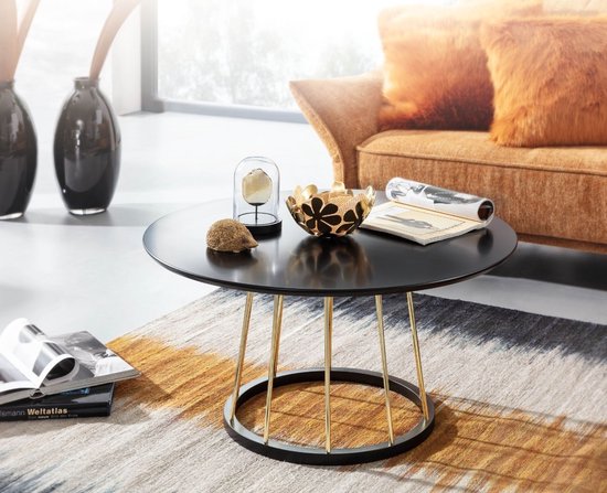 round coffee table 80x80x42 cm black gold coffee table metal modern | Round coffee table Coffee table | Large coffee table | Coffee table lounge table