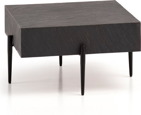 salontafel 64x64x35 cm steenlook/metaal salontafel antraciet vierkant | Design woonkamertafel, salontafel, solide moderne woonkamertafel