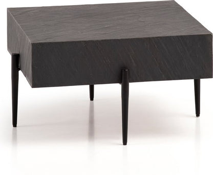 salontafel 64x64x35 cm steenlook/metaal salontafel antraciet vierkant | Design woonkamertafel, salontafel, solide moderne woonkamertafel