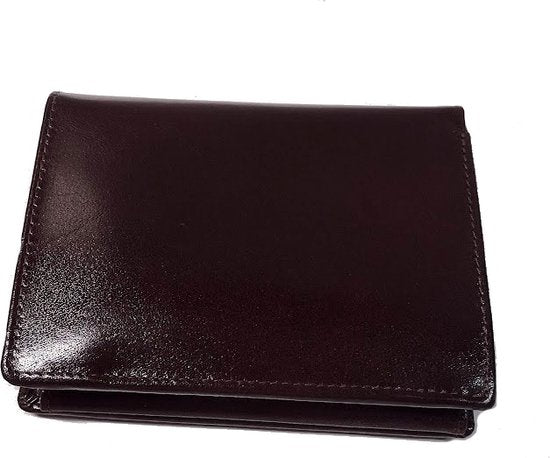 Heren Lederen Billfold Midi Portemonnee - Bruin - 10x13x3 cm