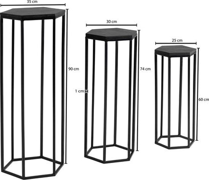 Sky Style - Mango massief houten bloementafel set van 3 nesttafel