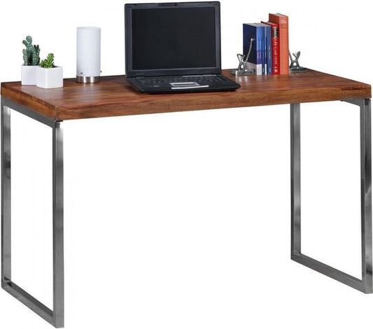 desk massief hout Sheesham computer tafel 120 x 60 cm laptop tafel Cottage console tafel met metalen poten