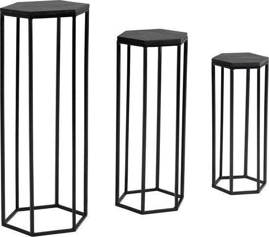 Sky Style - Mango massief houten bloementafel set van 3 nesttafel