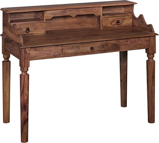 bureau KADA massief hout Sheesham | Secretaresse 115 x 100 x 60 cm met 3 laden | Console tafel in landelijke stijl