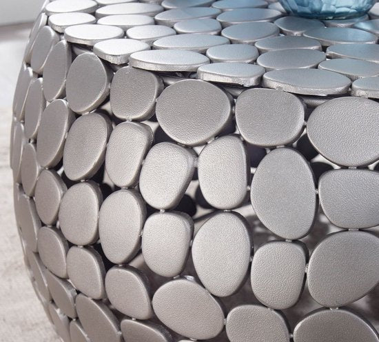 Koffietafel Aluminium 66x66x32 cm Salontafel Metaal Zilver | Tafel Woonkamer Rond | Woonkamertafel Modern | Kleine Bijzettafel