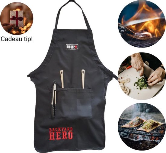 Weber schort 'Backyard hero"- Barbecue schort - Bbq schort- Kook schort- Aporon - Bbq accesoires - Keuken accessoires