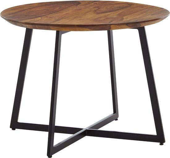 salontafel 60x60x45 cm massief sheeshamhout / metalen salontafel rond | Design salontafel salontafel massief | Kleine tafel bijzettafel woonkamer modern