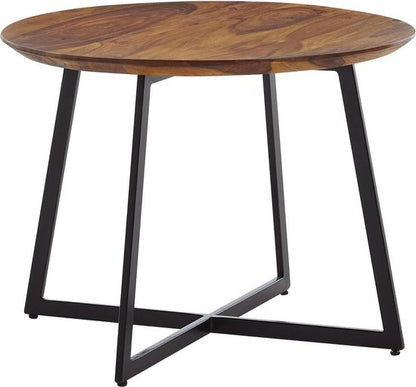 salontafel 60x60x45 cm massief sheeshamhout / metalen salontafel rond | Design salontafel salontafel massief | Kleine tafel bijzettafel woonkamer modern