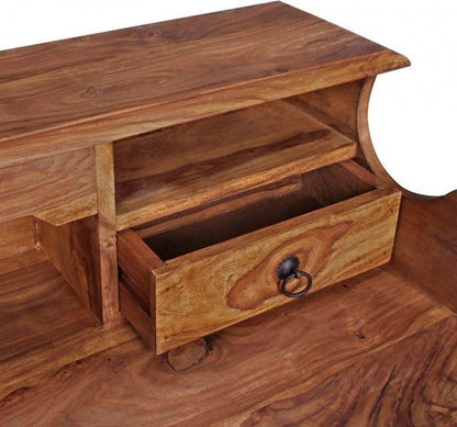 bureau KADA massief hout Sheesham | Secretaresse 115 x 100 x 60 cm met 3 laden | Console tafel in landelijke stijl