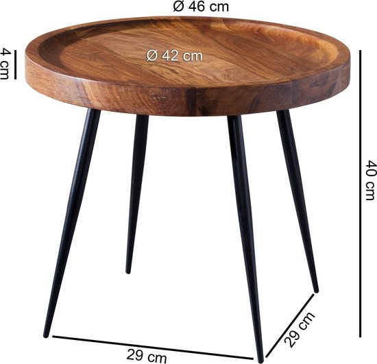 Bijzettafel salontafel sheesham hout metalen salontafel woonkamer tafel