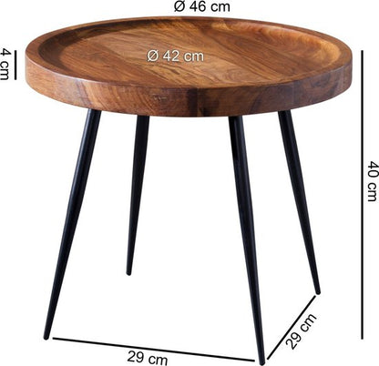 Bijzettafel salontafel sheesham hout metalen salontafel woonkamer tafel