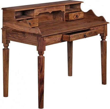 bureau KADA massief hout Sheesham | Secretaresse 115 x 100 x 60 cm met 3 laden | Console tafel in landelijke stijl