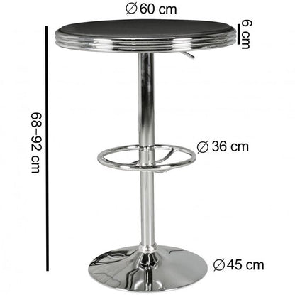 Sky Style- Elvis 60 x 60 Sidetable- Hoogte Verstelbare statafel - Zilver -Kunstleren Blad