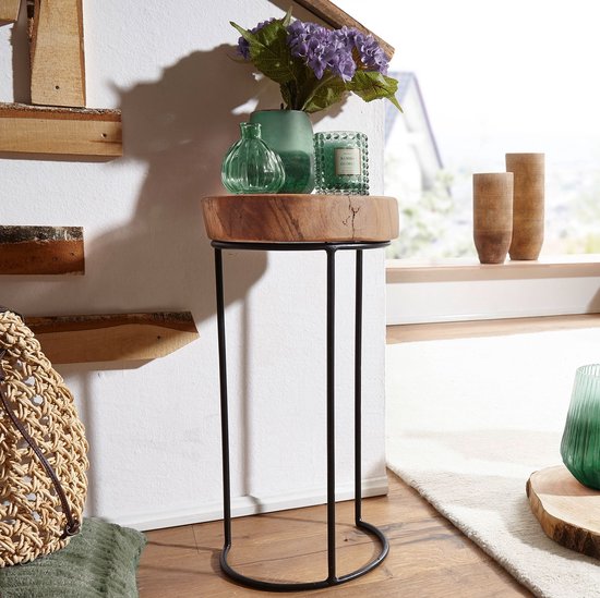 Bijzettafel Sheesham Hout Metalen Industriële bijzettafel