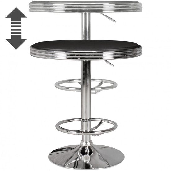 Sky Style- Elvis 60 x 60 Sidetable- Hoogte Verstelbare statafel - Zilver -Kunstleren Blad