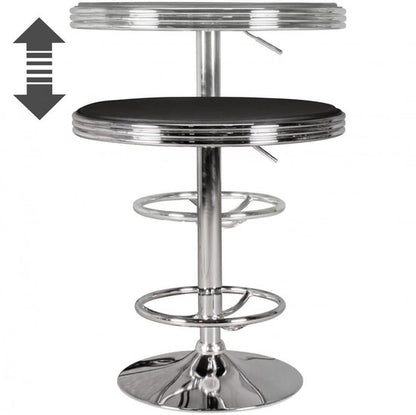 Sky Style- Elvis 60 x 60 Sidetable- Hoogte Verstelbare statafel - Zilver -Kunstleren Blad