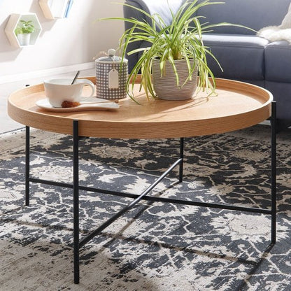 salontafel 78x78x40 cm salontafel hout / metaal woonkamertafel eiken | Design kamertafel modern rond | Houten tafel salontafel | Tafel woonkamer