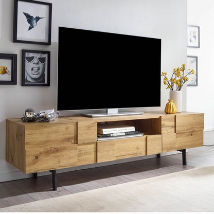 lowboard hout eiken decor 160x46x43 cm TV-dressoir met 2 deuren | Design TV meubel hoog | TV meubel TV meubel modern | TV dressoir woonkamer