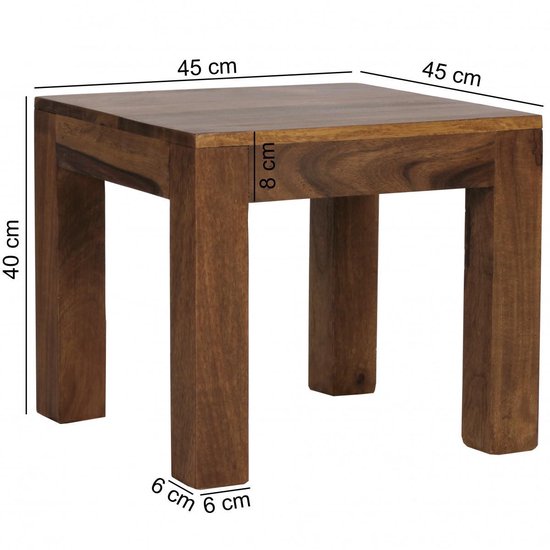 salontafel massief hout sheesham 45 cm breed salontafel design donkerbruin landelijke stijl bijzettafel natuurproduct woonkamermeubels uniek modern massief houten meubelen echt hout rechthoekig