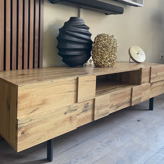 lowboard hout eiken decor 160x46x43 cm TV-dressoir met 2 deuren | Design TV meubel hoog | TV meubel TV meubel modern | TV dressoir woonkamer