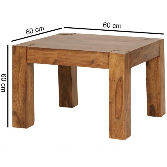 coffee table MUMBAI solid wood sheesham 60 cm wide coffee table design dark brown country house style side table