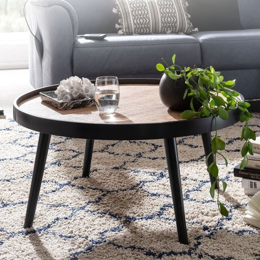 salontafel rond 76x76x40 cm zwart bruin salontafel modern | Ronde salontafel | Grote salontafel | Salontafel lounge tafel