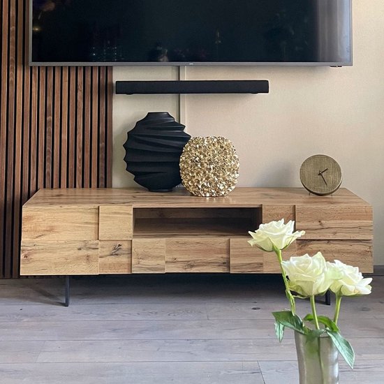 lowboard hout eiken decor 160x46x43 cm TV-dressoir met 2 deuren | Design TV meubel hoog | TV meubel TV meubel modern | TV dressoir woonkamer