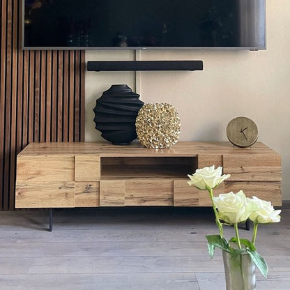 lowboard hout eiken decor 160x46x43 cm TV-dressoir met 2 deuren | Design TV meubel hoog | TV meubel TV meubel modern | TV dressoir woonkamer