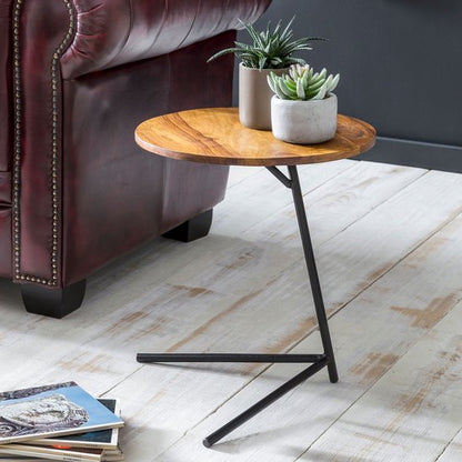 Bijzettafel salontafel sheesham hout metalen bank tafel woonkamer tafel