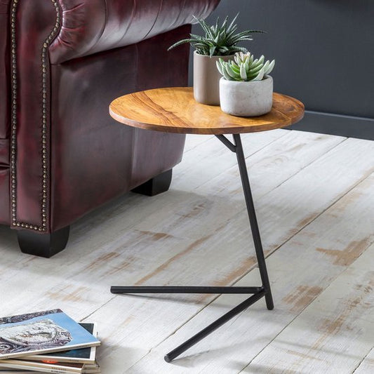 Bijzettafel salontafel sheesham hout metalen bank tafel woonkamer tafel