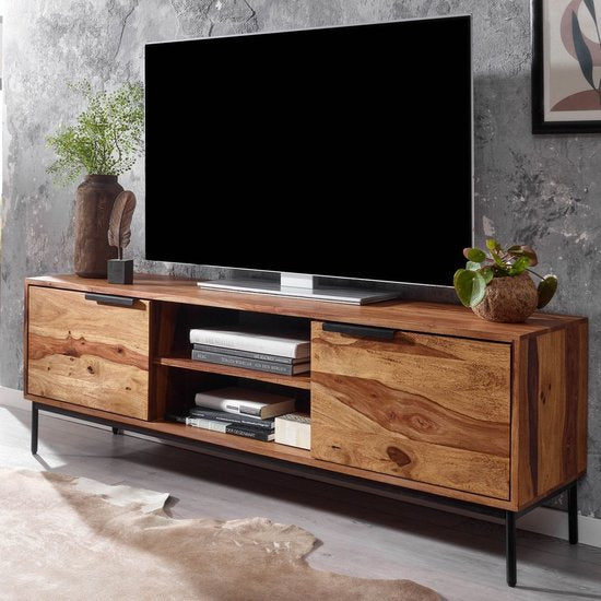 lowboard massief sheeshamhout 147x51x38 cm TV-dressoir met twee deuren | Design TV meubel hoog | TV meubel TV meubel modern | TV dressoir woonkamer