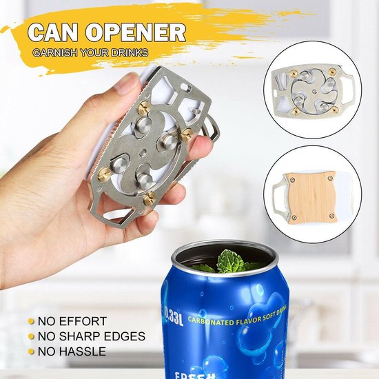 Go Swing  - Multifunctionele Topless Blikopener - Metaal hout