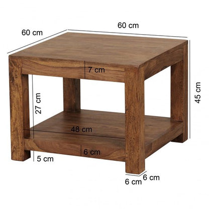 coffee table MUMBAI solid wood Sheesham 60 x 60 cm coffee table design dark brown country style side table