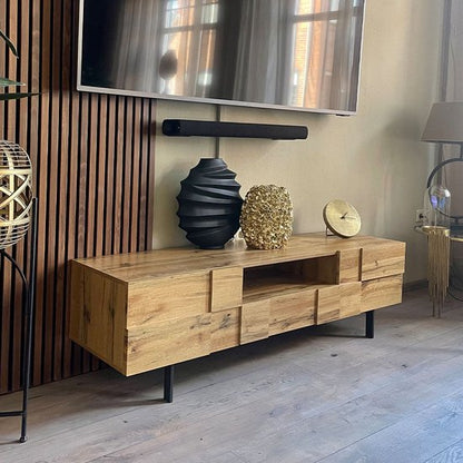 lowboard hout eiken decor 160x46x43 cm TV-dressoir met 2 deuren | Design TV meubel hoog | TV meubel TV meubel modern | TV dressoir woonkamer