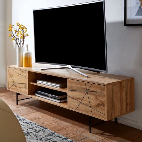 lowboard hout eiken decor 160x45x40 cm TV-dressoir met 2 deuren | Design TV meubel hoog | TV meubel TV meubel modern | TV dressoir woonkamer