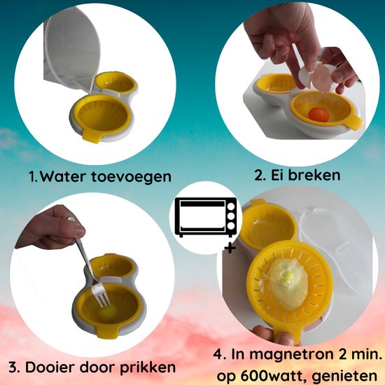 Eipocheerder- Geel - ei pocher-  Gemakkelijk in gebruik - Brunch product- Eierkoker- Eierkraker- Eieren - Gemakkelijk in gebruik - Brunch product