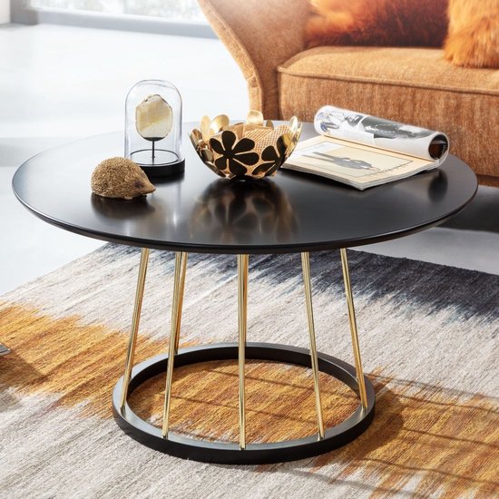 round coffee table 80x80x42 cm black gold coffee table metal modern | Round coffee table Coffee table | Large coffee table | Coffee table lounge table