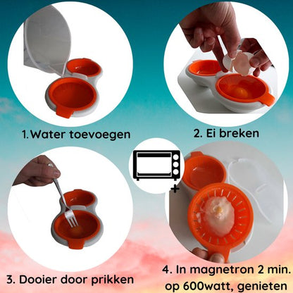 Eipocheerder- Oranje - ei pocher-  Gemakkelijk in gebruik - Brunch product- Eierkoker- Eierkraker- Eieren - Gemakkelijk in gebruik - Brunch product