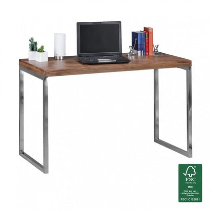 desk massief hout Sheesham computer tafel 120 x 60 cm laptop tafel Cottage console tafel met metalen poten