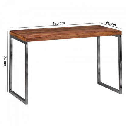 desk massief hout Sheesham computer tafel 120 x 60 cm laptop tafel Cottage console tafel met metalen poten